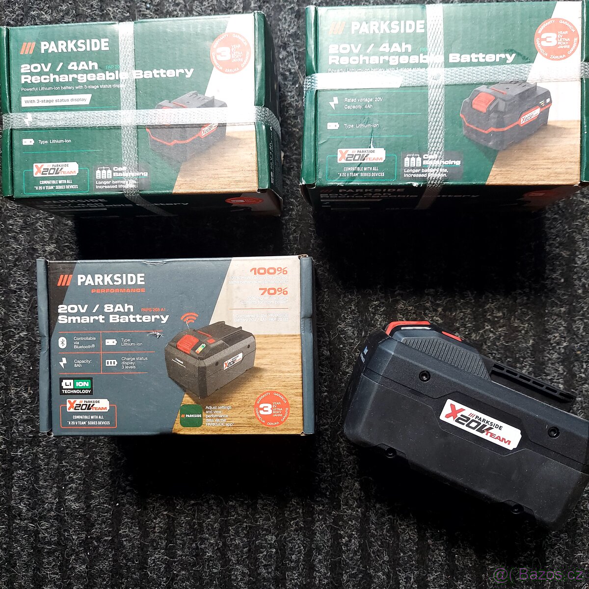 Nové zabalené baterie Parkside 20V / 8 Ah,4 Ah