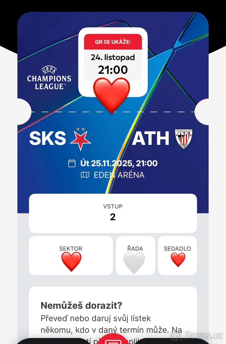 Slavia x Athletico Bilbao TOP místa