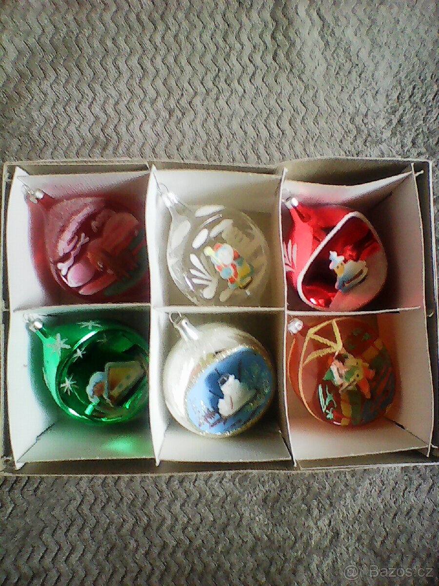 Retro skleněné vánoční ozdoby s vlepem  3