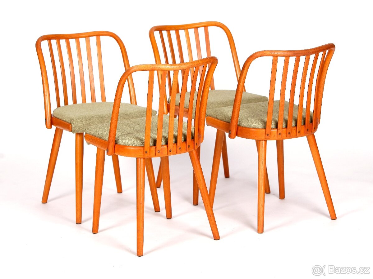 A. Šuman, přečalouněné dubové židle TON 4 kusy.