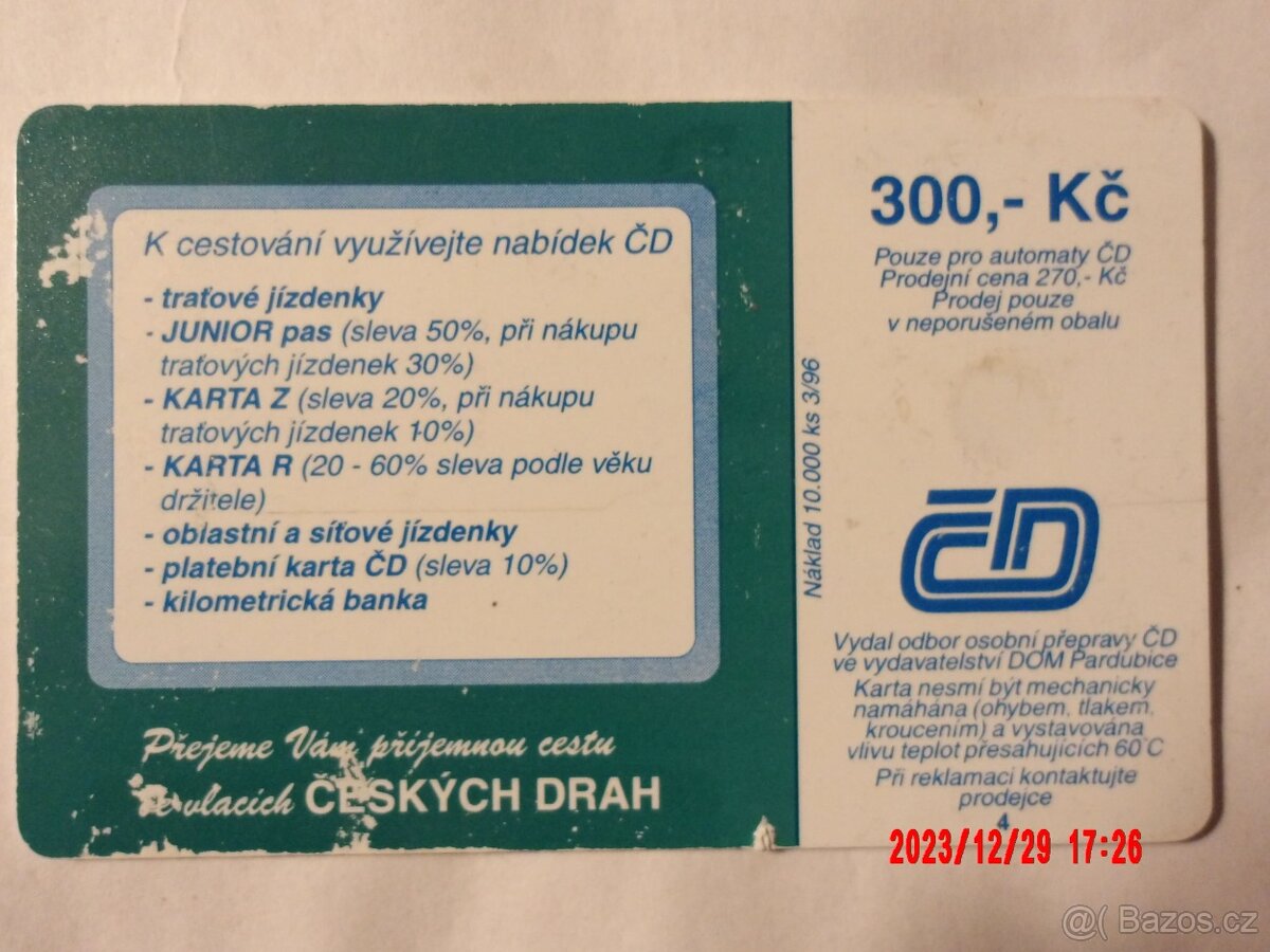 Karta ČD asi rok 1996