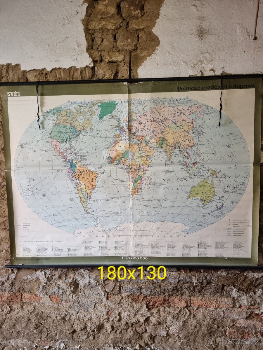 Školní mapa svět 180x130