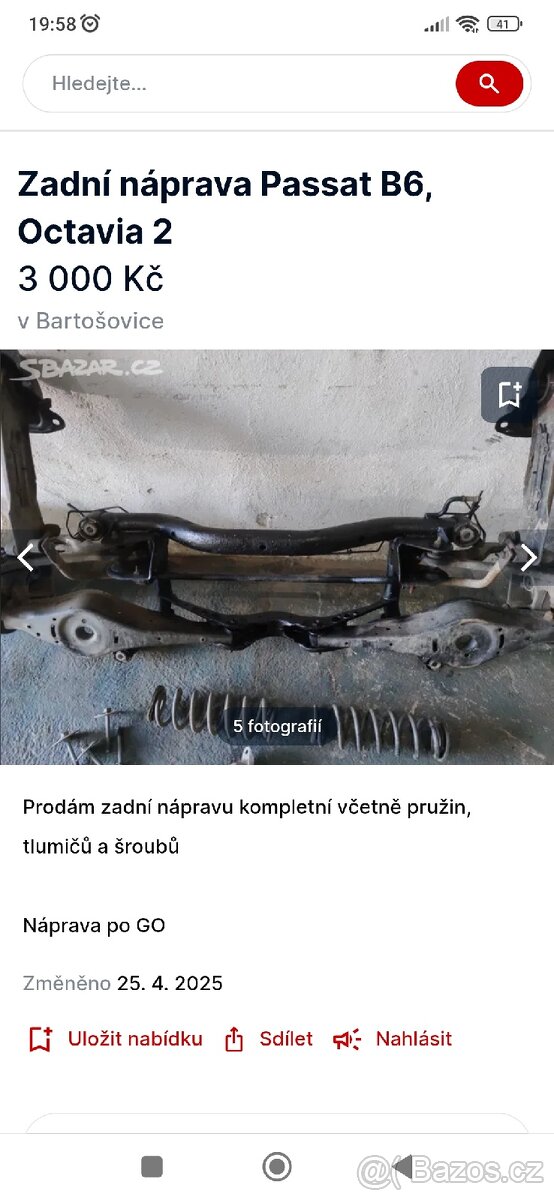 Zadní náprava Octavia 2, Passat B6