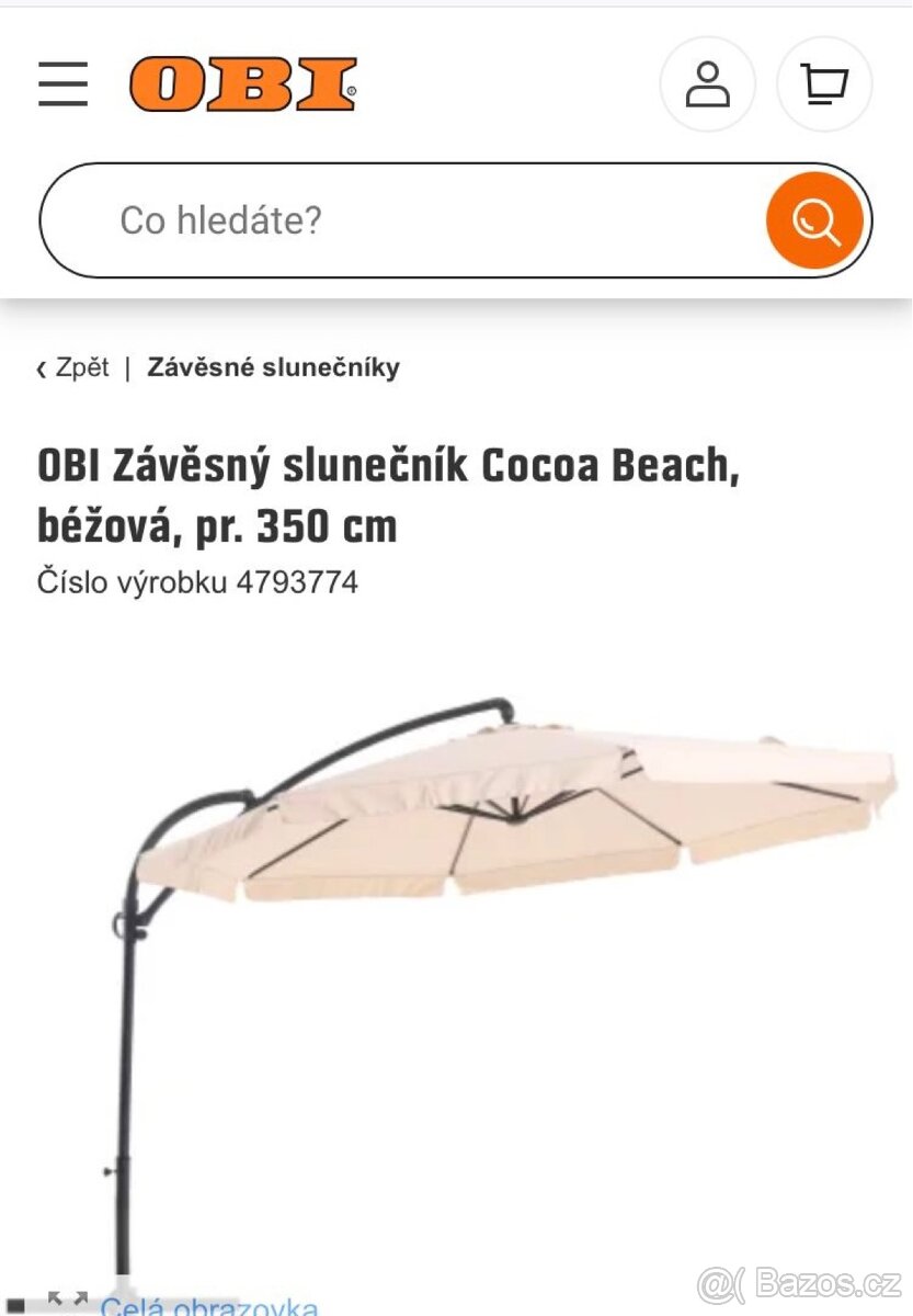 Závěsný slunečník Cocoa Beach