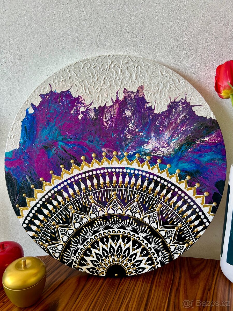 Mandala na kulatém plátně 50cm