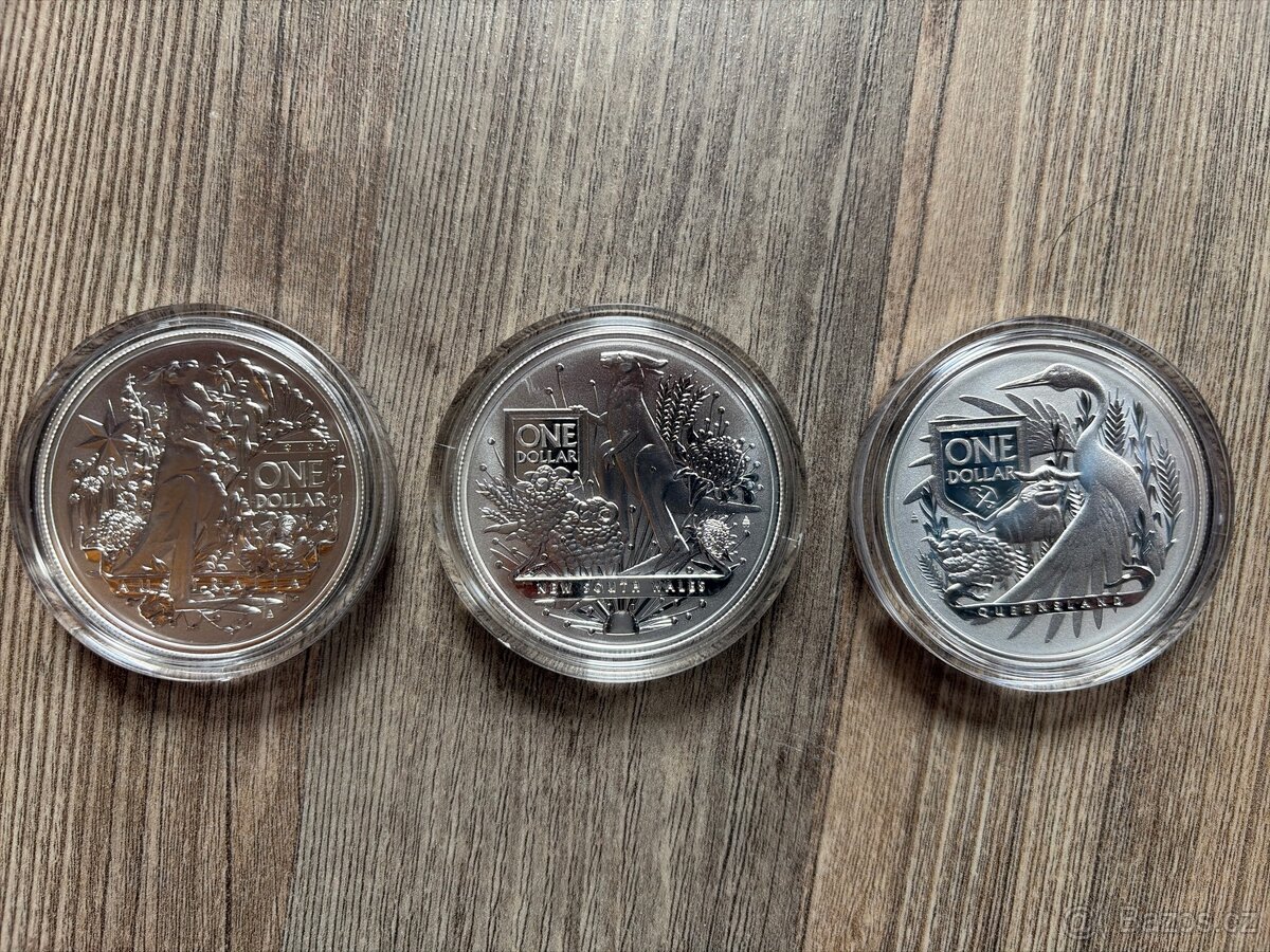 3x 1oz stříbrná mince Australia's Coat of Arms 2021 - 2023