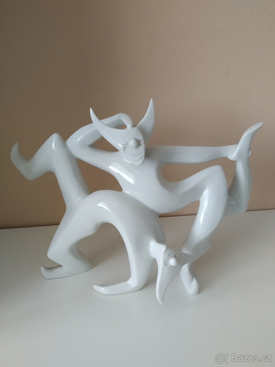 Royal Dux-Vl.David-porcelánová socha klaunů