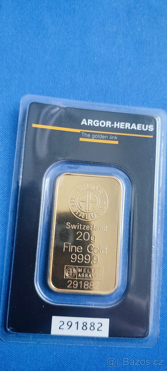 Prodám zlatý slitek 20gr