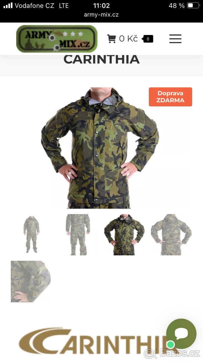 Maskáče vz 95. Blůza, kalhoty, brýle, ubacs, goratex
