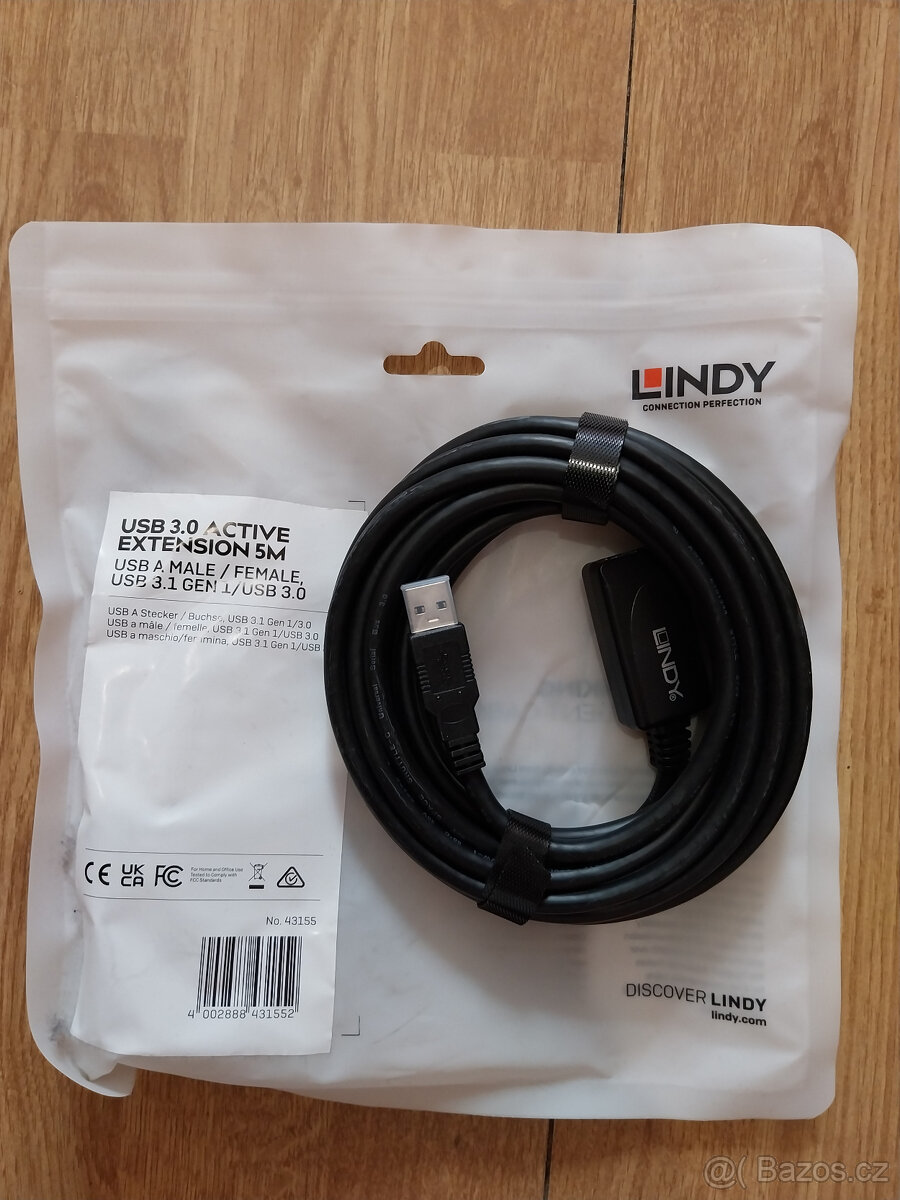 PRODLUŽOVACÍ KABEL USB A 3.0 MALE/FEMALE 5metrů