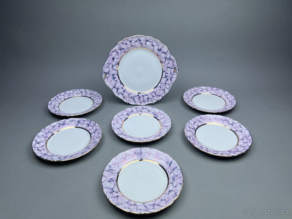 Koláčová souprava porcelánová, český porcelán, Listr