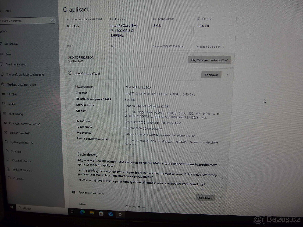 Herní PC - i7-4790, 8GB ram, RX 460, 3 disky