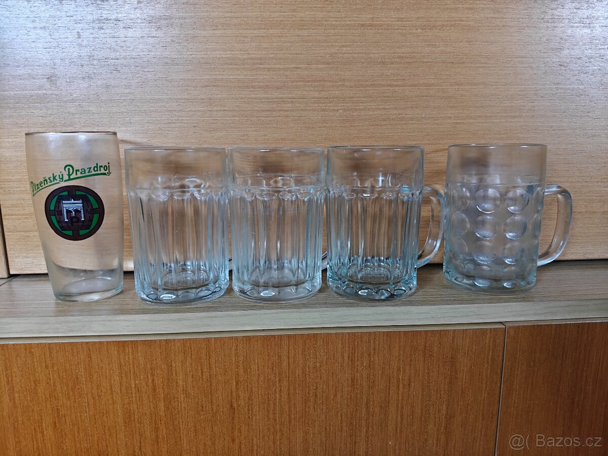 Retro pivní půllitry 5 kusů
