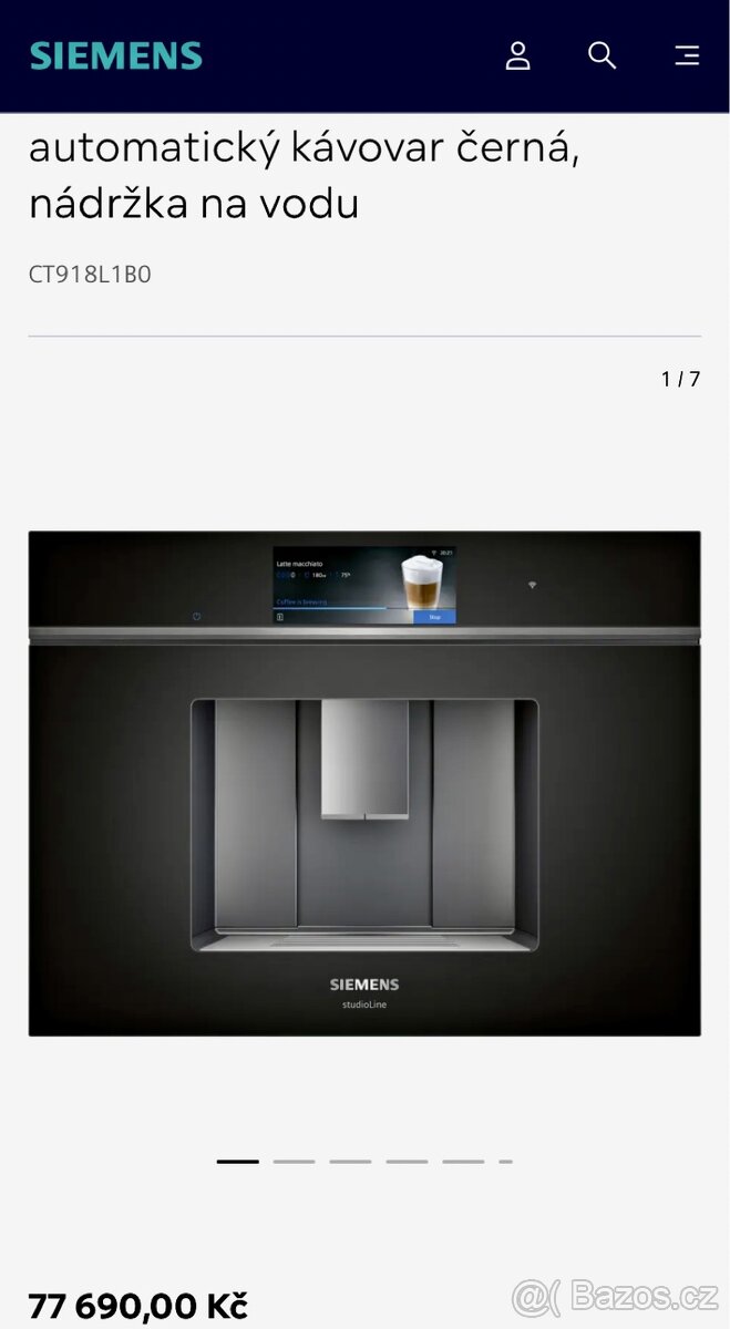 Nový vestavný automatický kávovar SIEMENS STUDIO LINE
