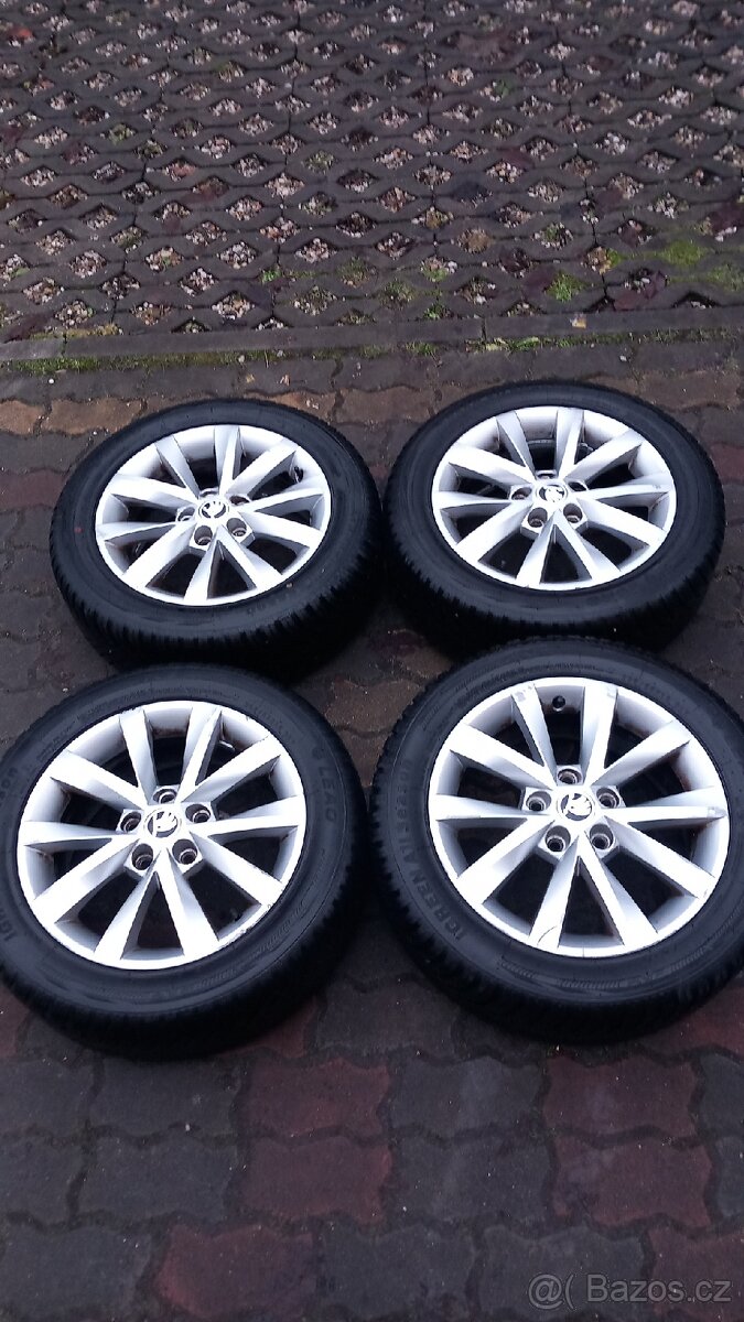 Alu kola 5x112 r16 obutí pěkně zimní pneumatiky 205x55 r16