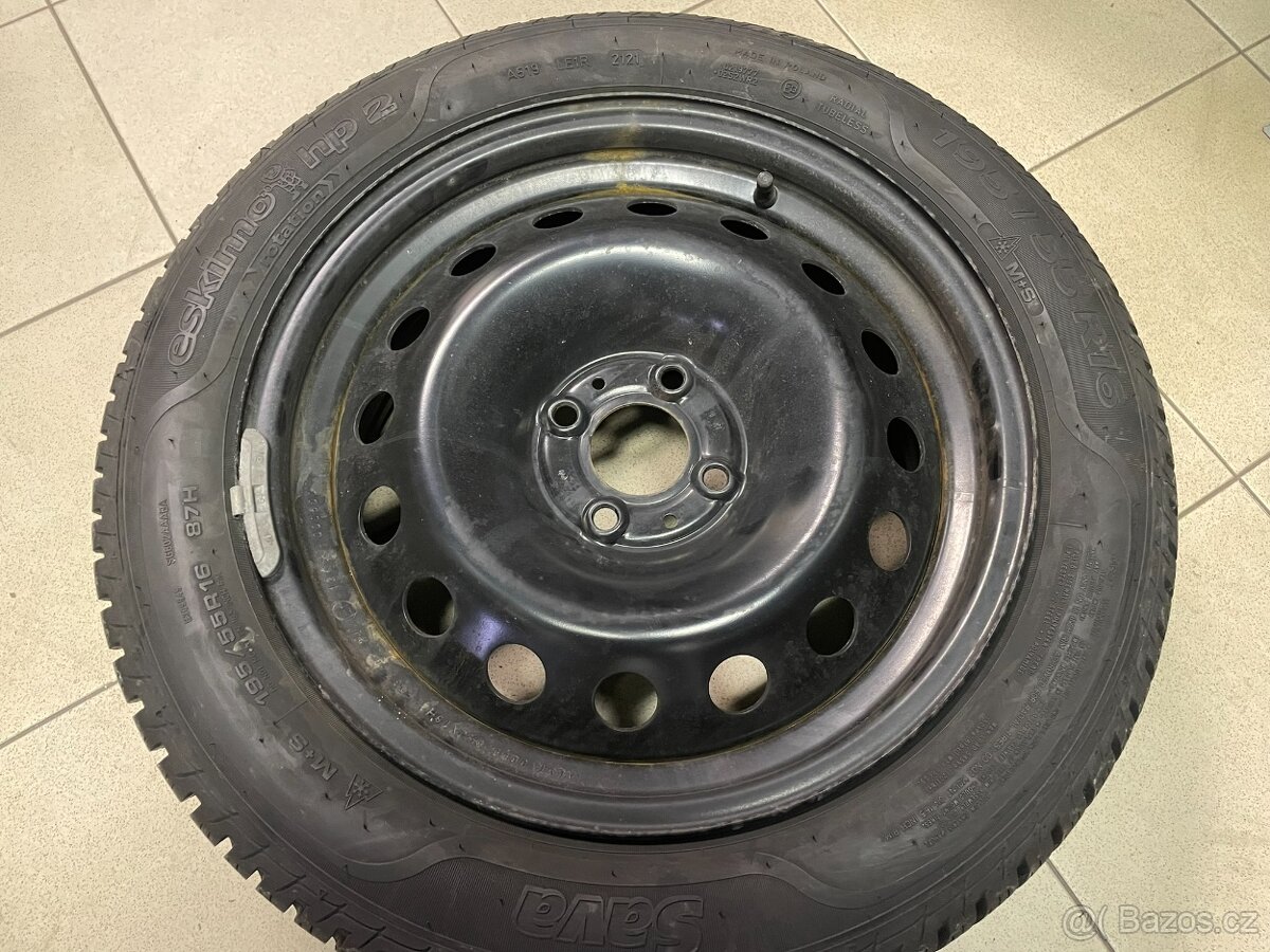 Kompletní kola s diskem 6,5x16 ET37+pneu Sava 195/55R16 87H