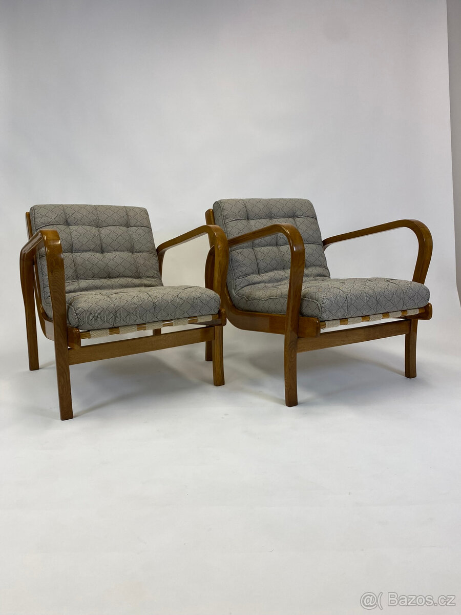 Krásná křesla Kropáček po renovaci, dub, šelak TOP