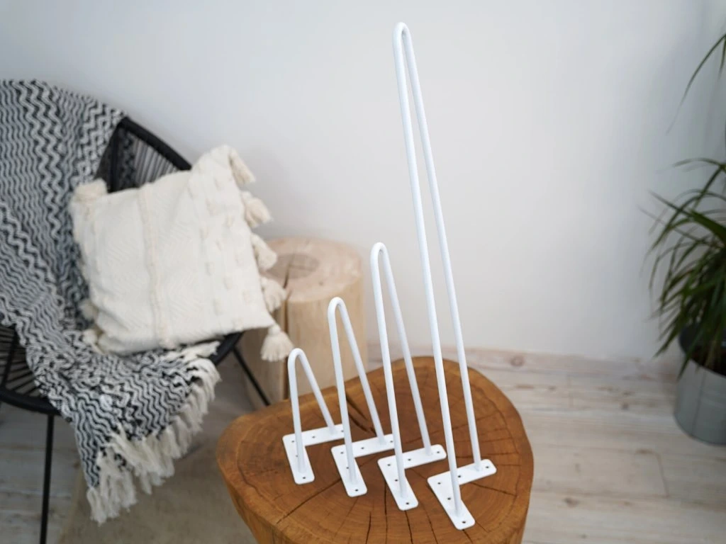 Industrial Hairpin Podnož Noha 2 ramenná Bílá 1ks