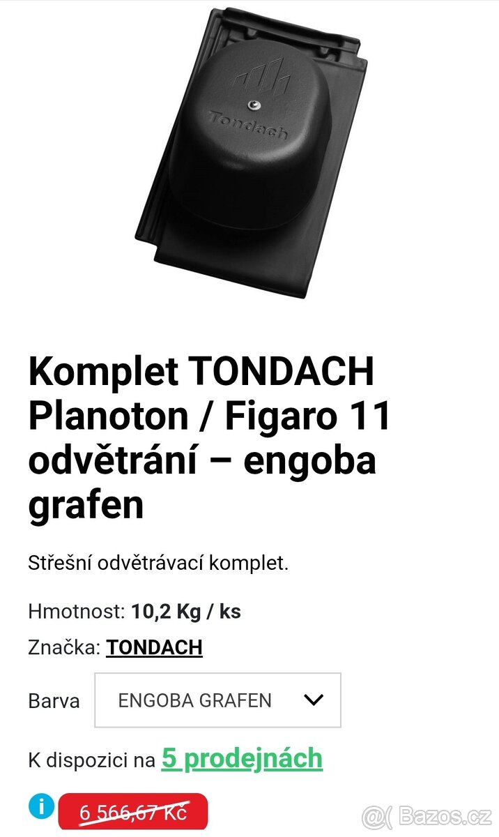 Střešní taška Tondach větrací antracit nová
