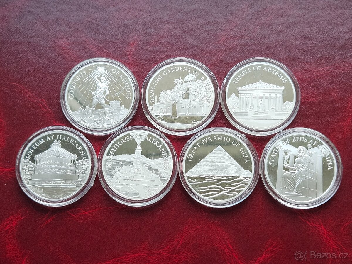 7x 1 oz stříbrná mince 7 divů světa
