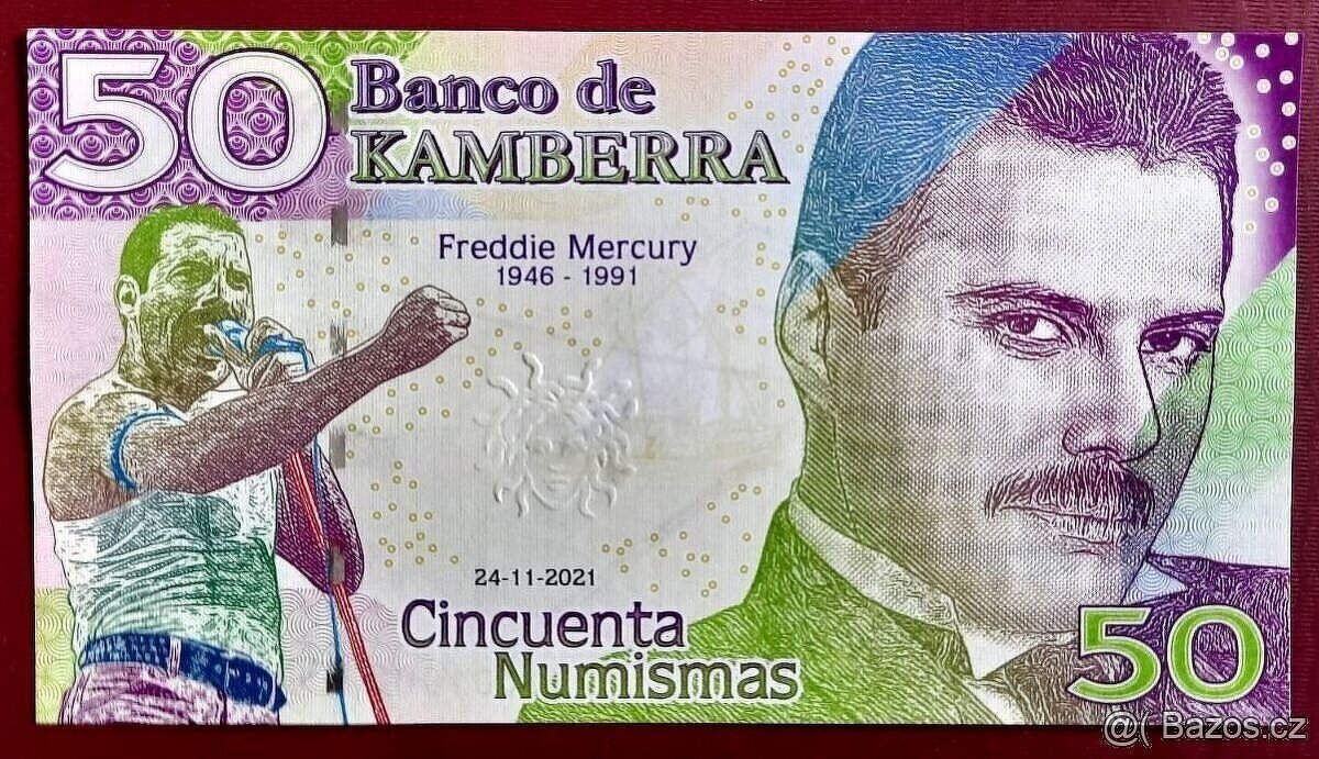 Bankovka 50 Numismas, FREDDIE MERCURY, 2021, Franck Medina