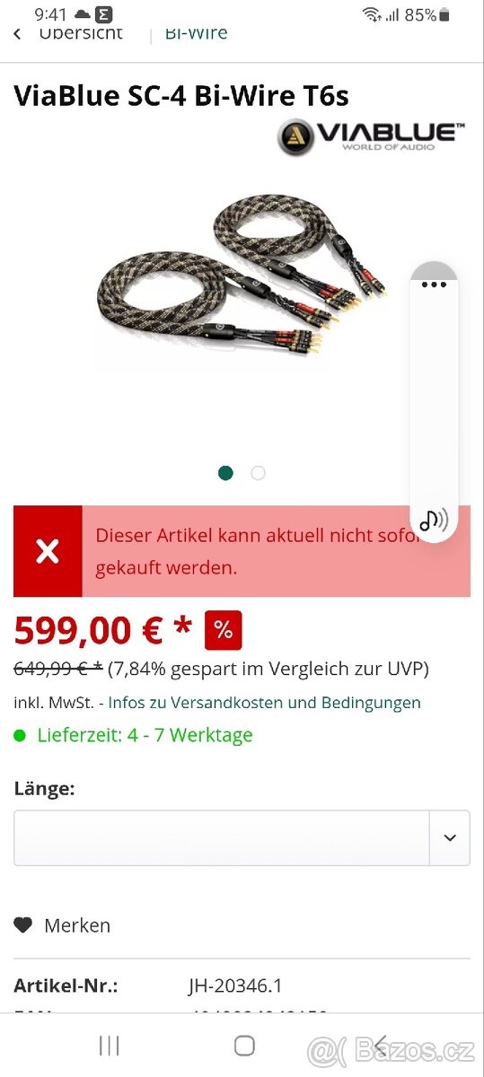 Profi hi-fi kabely na repro Viablue sc4