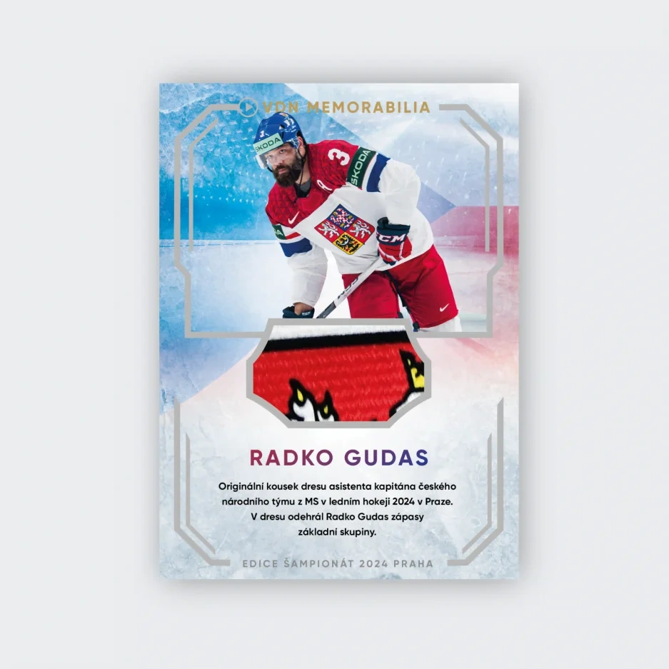 Sběratelská kartička s kouskem dresu z MS 2024, RADKO GUDAS