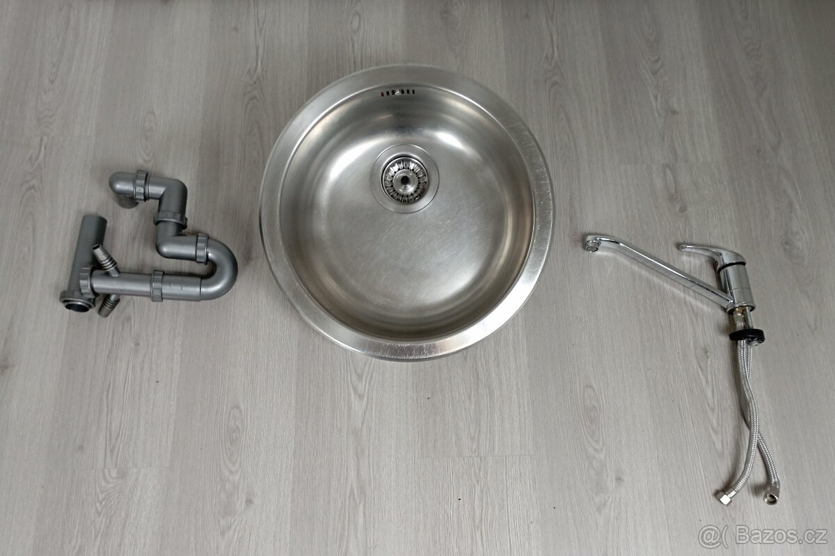 Kulatý dřez IKEA + sifon + baterie