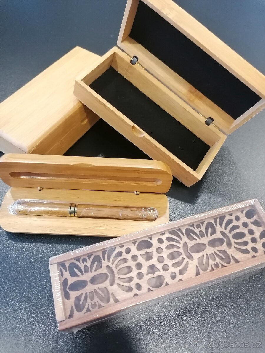 Dřevěné krabičky, dřevěná krabička s plnícím perem