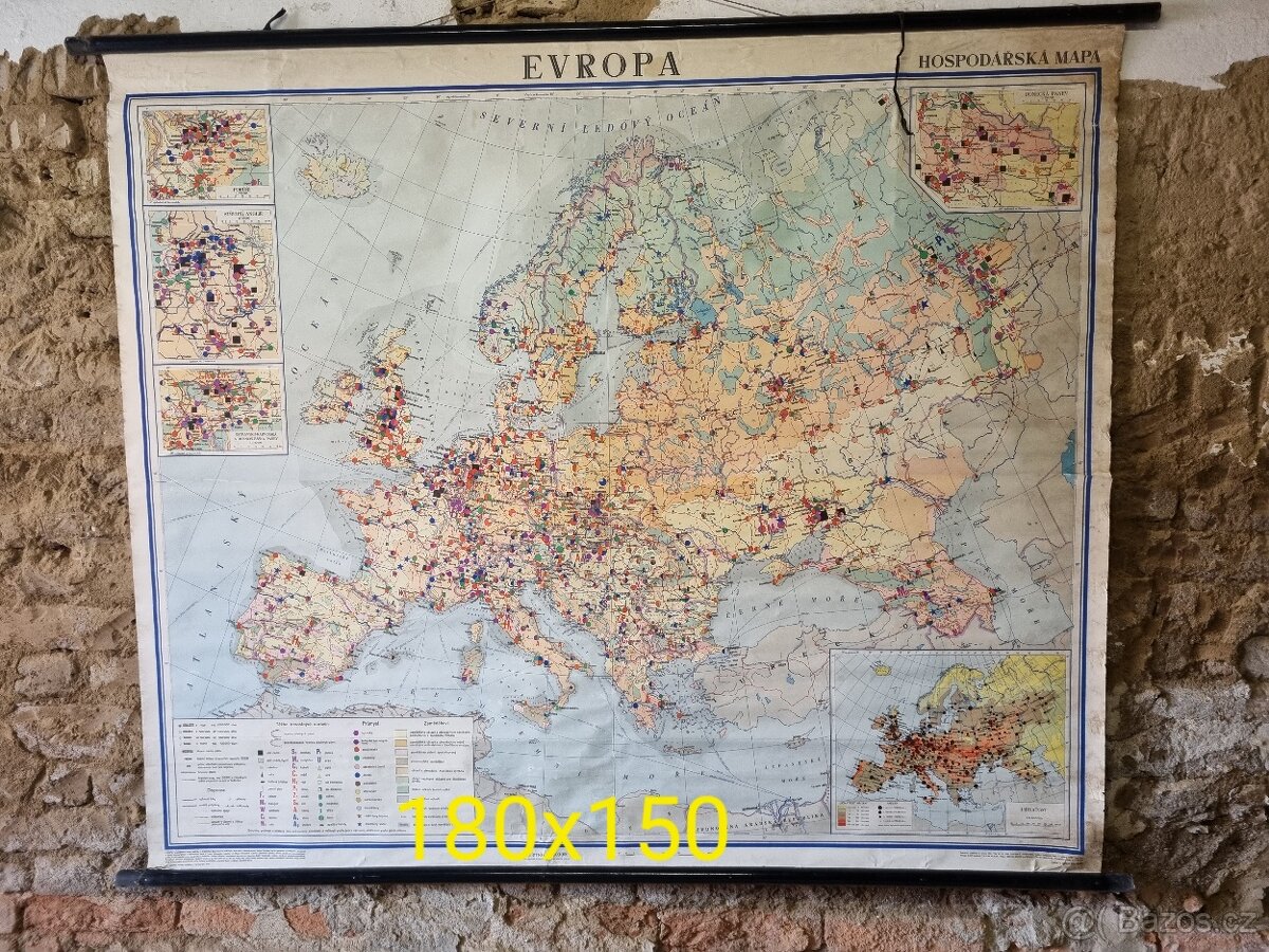 Školní mapa svět hospodářská 180x150
