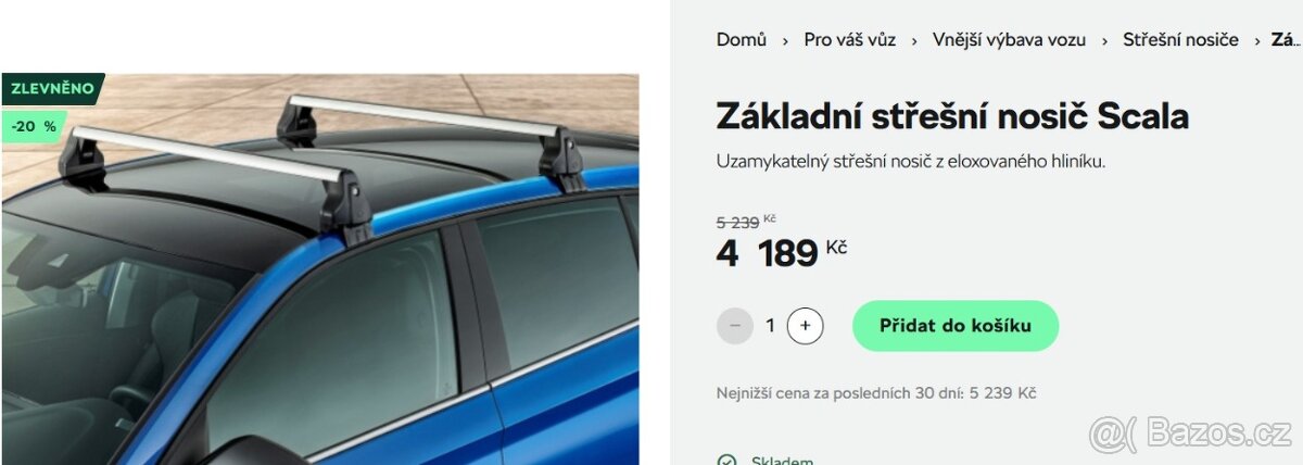 Střešní nosič Škoda Scala
