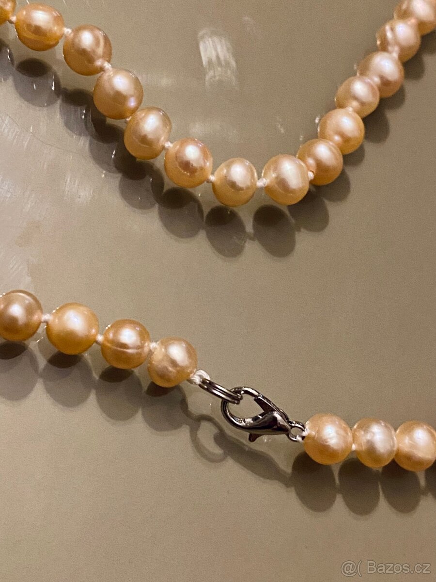 Perlový náhrdelník z pravých růžových perel 7-8 mm