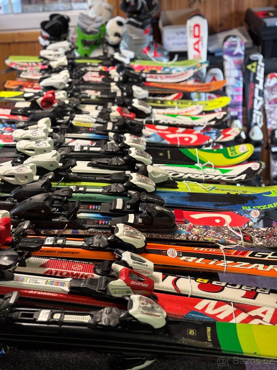 Dětské lyže 70 až 130cm + lyžáky vel. 24-38