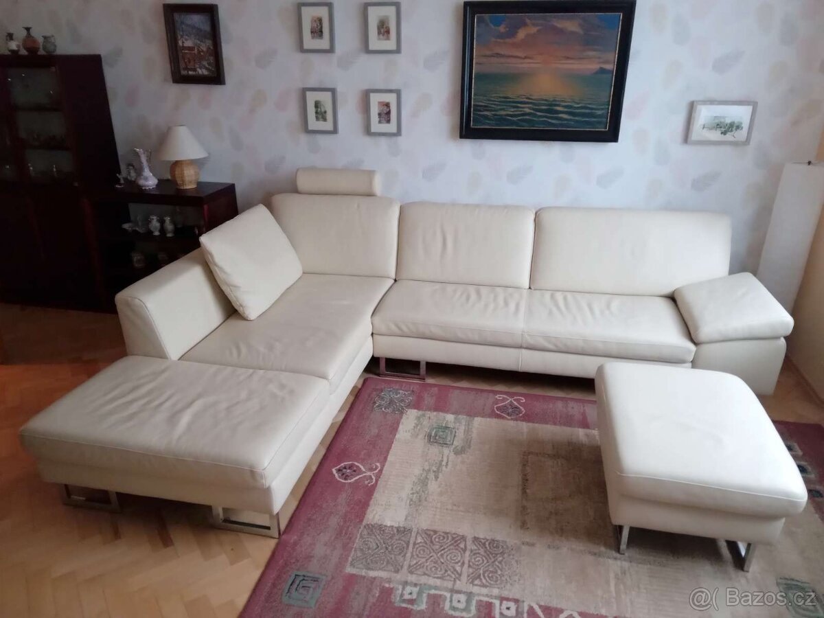 Kožená sedací souprava světlá