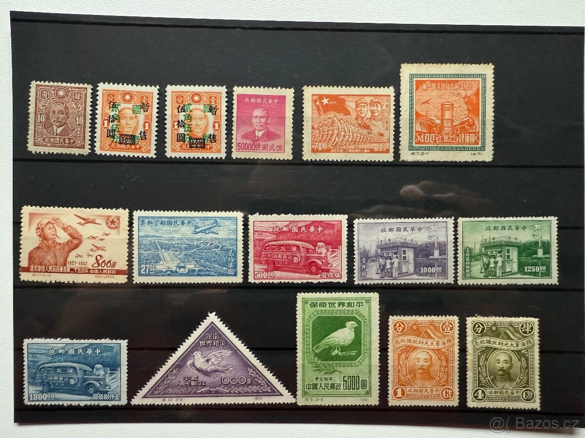 Poštovní známky Čína - sestavy známek na doplnění