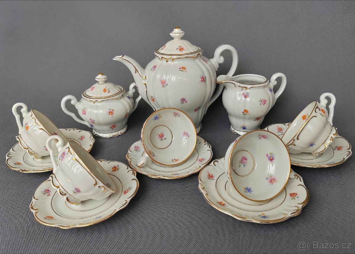 Úžasná porcelánová mokka souprava Otto Hädrich Witwe (OHW)