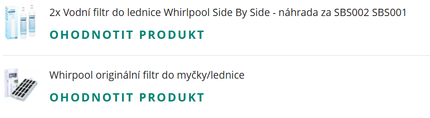Whirlpool vodní a pachový filtr