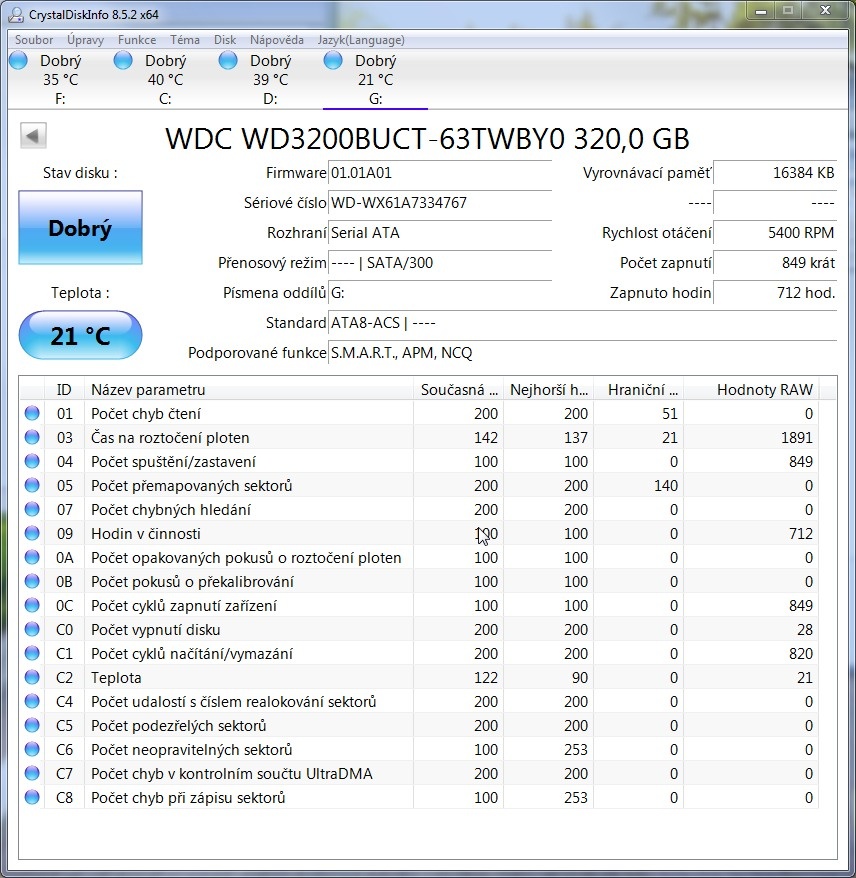 HDD 2,5" WD3200BUCT , 320GB , SATA.