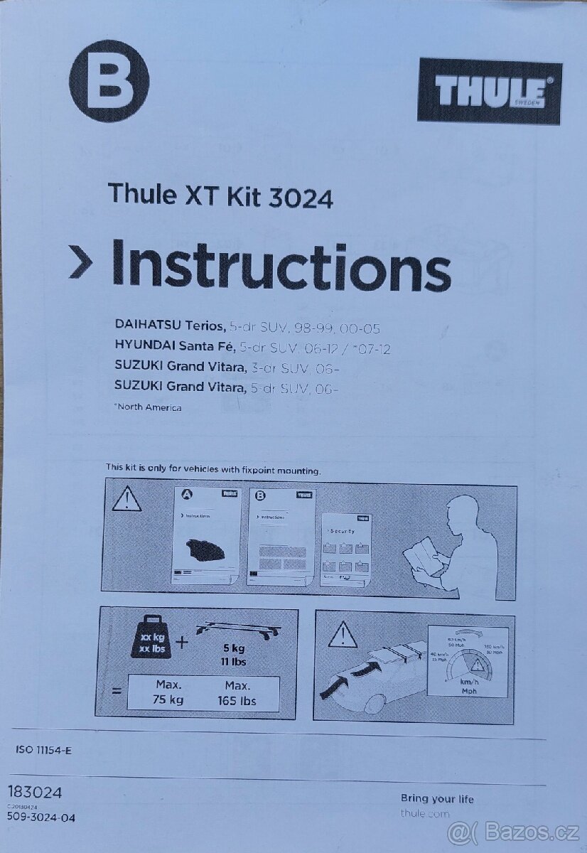 Kit Thule 3024 - SUZUKI Grand Vitara, SUV, 06-12