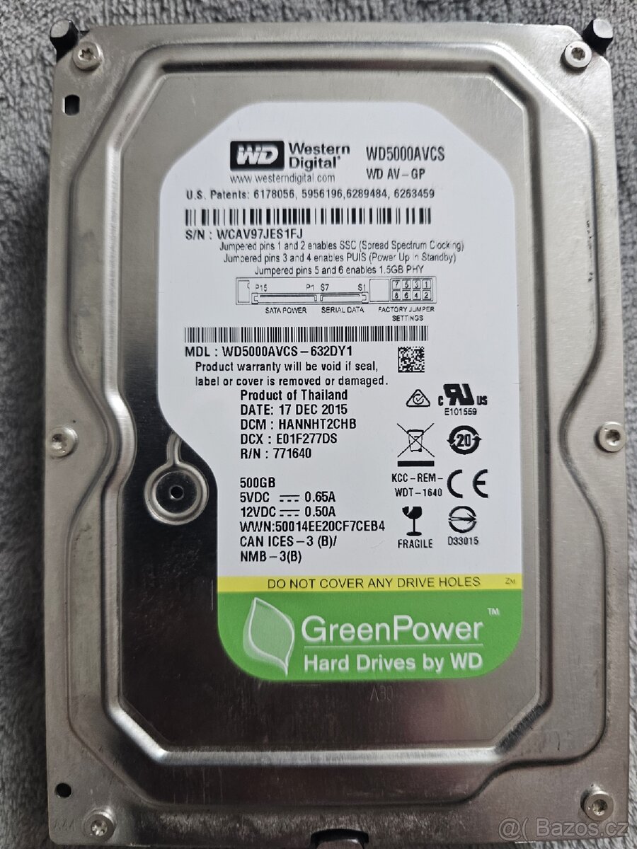 HDD 500GB, stav dobrý (6 kusů)