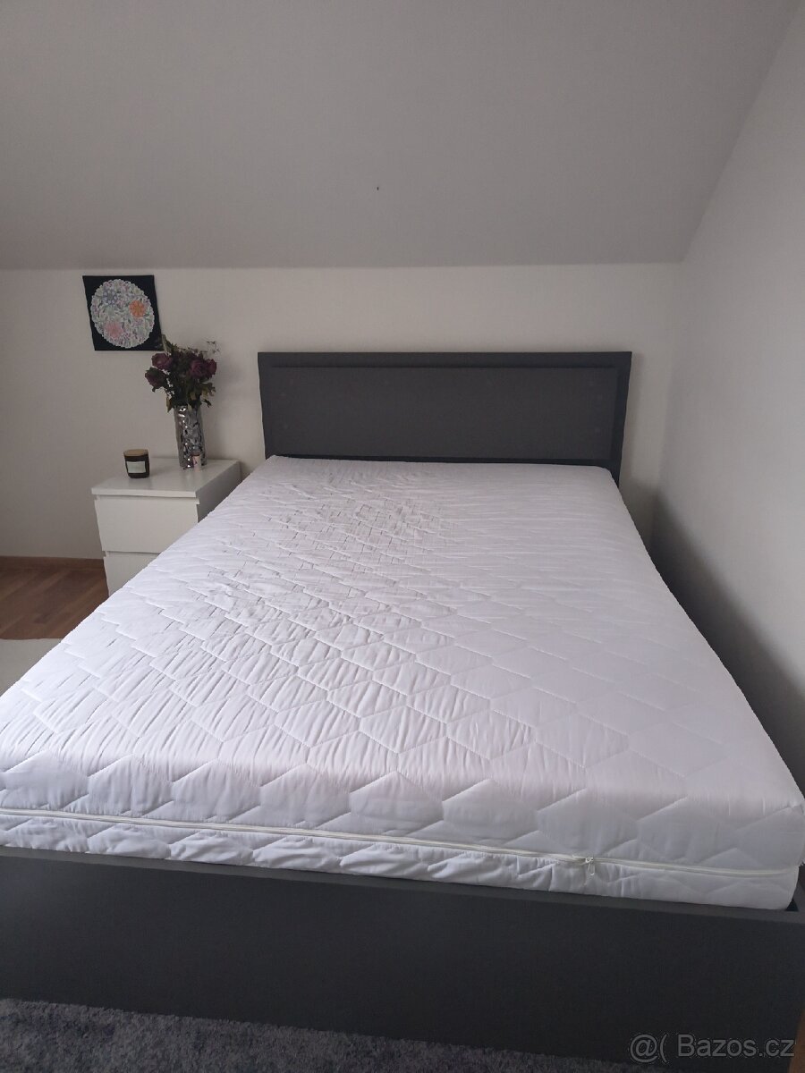 Postel s LED osvětlením FINO grafitová, 140x200 cm
