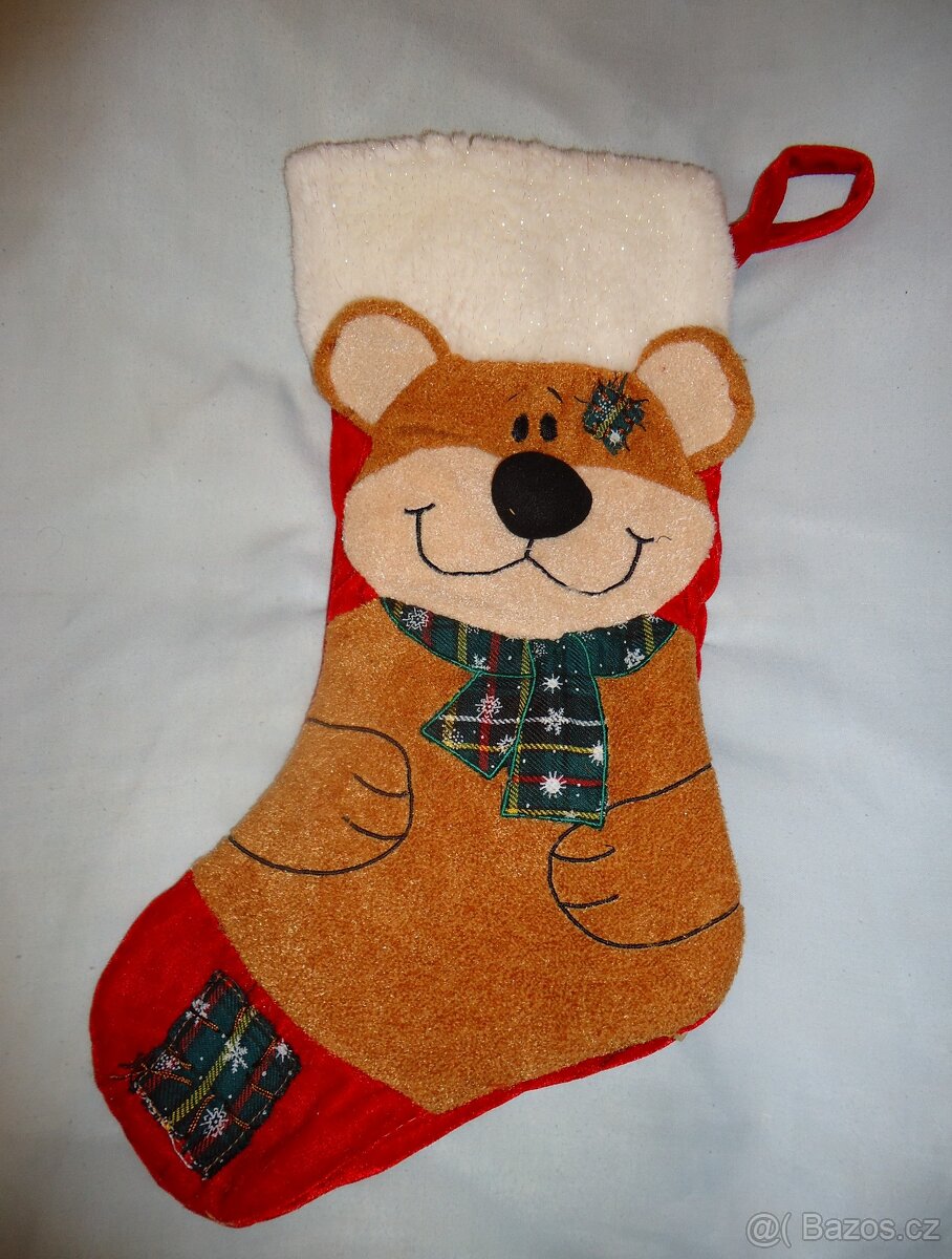 Vánoční punčocha mikroplyš 1x použitá - 2 ks