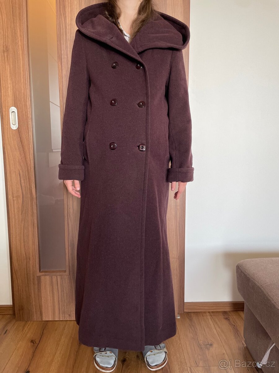Dlouhý zimní kabát vlna, kašmír, polyester