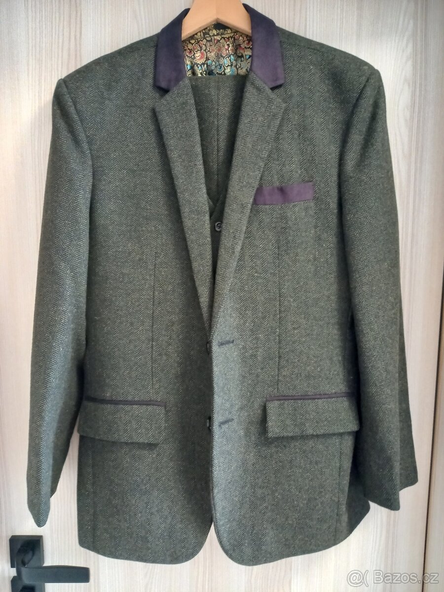 Pánský tvídový oblek vel.M