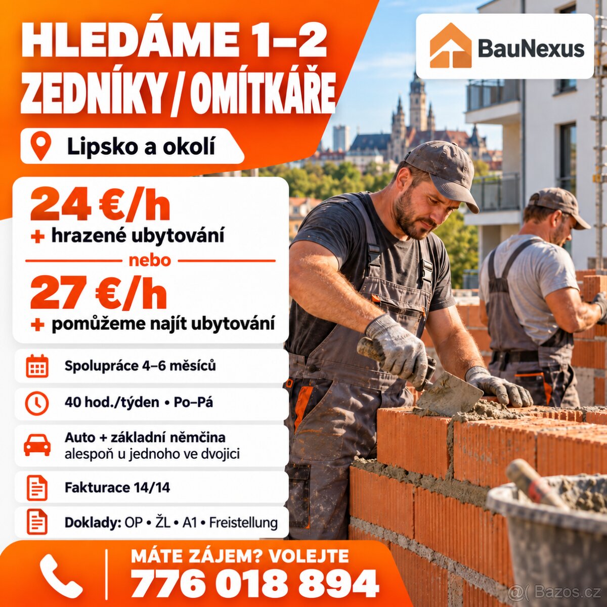 Zedník - OSVČ, 27 €/hod., Lipsko