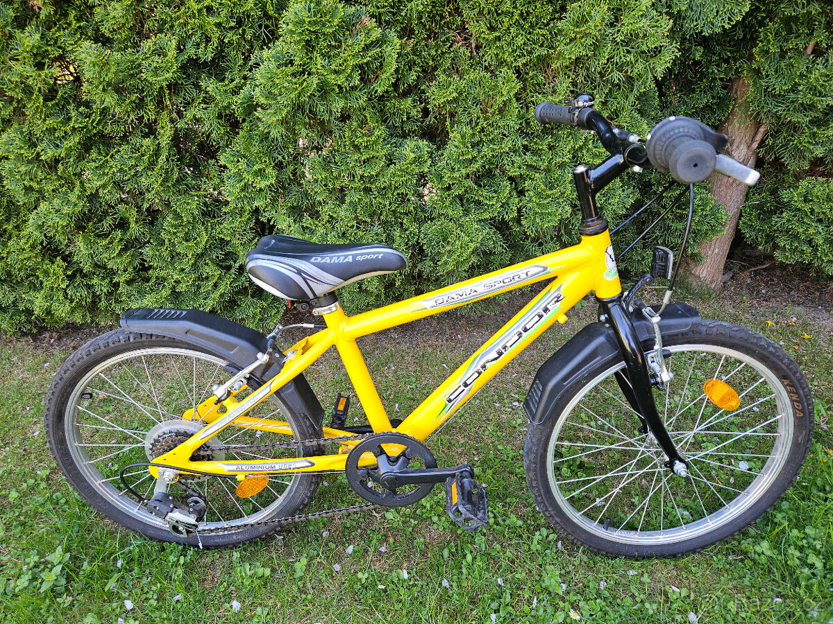 20" žluté dětské horské hliníkové kolo CONDOR, rám 10"