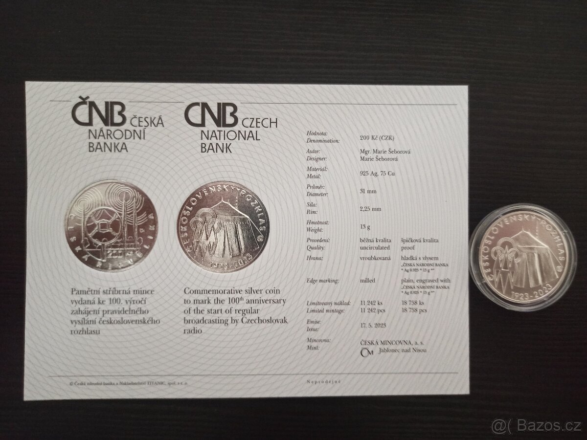 ČNB mince 200kč Rozhlas