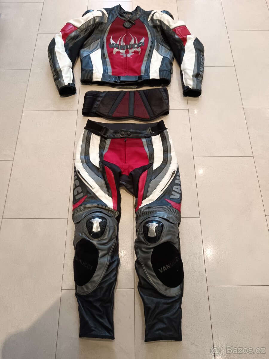 Vanucci ST1-Pánská kožená moto kombinéza, dvoudílná