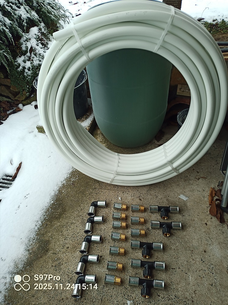 Al/pex trubka dn32"=50m+přechody,kolena,tkusy 20ks