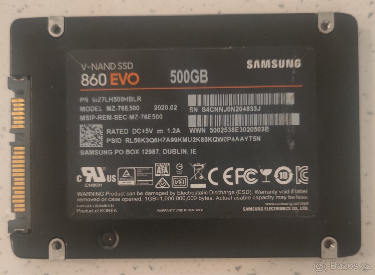 SSD Samsung 860 EVO 500GB, 500,1GB
